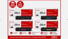 Genuine Canon 045H High Yield Toner Set CMYK Black Cyan Magenta Yellow picture