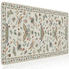 Large Floral Desk Pad, NonSlip Desk Matt for Keyboard MouseBeige picture