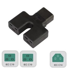 (2PACK)IEC 320 C14 Male to Dual 2*C19 Female Power Adapter  Male to 16A 20A UPS picture