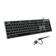 Wired Backlit Keyboard Aluminum Slim Full Size picture