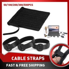 50Pcs Reusable Cable Straps Black Wire Cord Loop Hook Ties Fastening Organizer picture