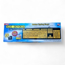 ​EZ Eyes Large Print USB Keyboard Yellow Keys Black Letters Low Vision Aid New  picture