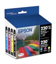 Epson Genuine 220XL Black 220 CMY Ink T220XL-BCS 2028 Sealed Cartridges No Box picture