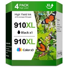 4pk 910XL Ink Cartridges for HP OfficeJet Pro 8010 8015 8020 8022 8025 8035 8028 picture