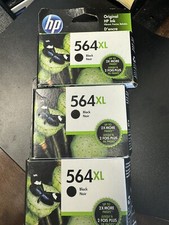 QTY 3 Genuine HP 564XL Black Noir Ink Cartridge Expired 2018-2021 picture