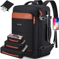 Bagsure Travel Backpack Carry On Black-brown (Backpack With 4 Packing Cubes)  picture