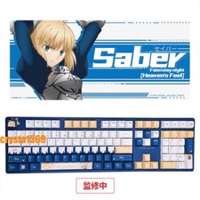 Fate/stay night Altria Saber PBT Cherry MX Mechanical Keyboard Mouse Pads Gift picture