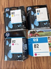 Lot of 4 Genuine HP 10 82 Ink C4911A C4912AC4913A New OEM Exp 2017 picture