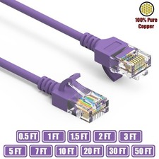 0.5-50FT Cat6A RJ45 Slim Ethernet LAN Network Patch Cable UTP Copper Wire Purple picture