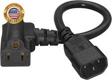 IEC C14 to C7 & 5-15R Piggyback Power Cord, 1FT/0.3M ⭐️⭐️⭐️⭐️⭐️ picture