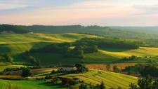 Landscape hills sunlight house trees farm italy Custom Gaming Mat Desk picture