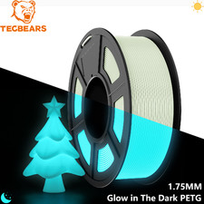 TECBEARS Glow in The Dark PETG Filament 1.75mm White to Glow Blue 3D Printer 1KG picture