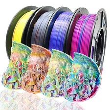 Tricolor Silk PLA Filament Pack of 4 Spools 250g Triple Extrusion 3D Printing picture