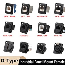 Ethernet Cat6A/6/5E Socket D-Type Module Shielded Industrial Panel Mount Female picture