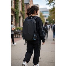 Alienware Unisex Vindicator 2.0 Gaming Backpack Black Blue Nylon Hardshell Case picture