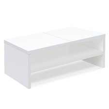 TEAMIX 2 Tier White Monitor Riser Stand, Wood Desktop Stand 2 tiers, picture