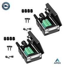 2PCS DB15 RS232 Serial to 15 Pin Terminal Female Adapter Solderless Screwless picture
