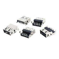 5pcs Shielded 90 Degree 4-Pin DIP Female USB A Jack Socket Port picture