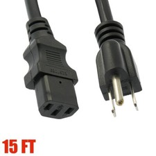 15FT NEMA 5-15P to IEC C13 AC Power Cord Cable US Plug PC Desktop Computer 16AWG picture
