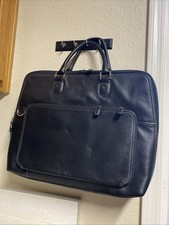 Levenger Black Leather Laptop Bag Messenger Unisex Brief Case picture