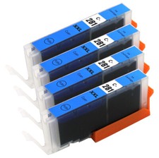 4PK CYAN CLI-281XXL Ink Tank + chip use for Canon TS6120 TS6220 TS6320 TR7520 picture