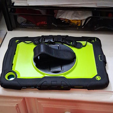 Black/Green Rugged Universal Tablet Case Cover w/ Hand Strap picture