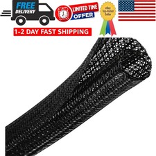 Elegant Black Cable Management Sleeve - Split Design, 25FT for Neat Organization picture