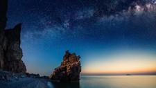 Landscape nature night mountains rocks water sea horizon Custom Gaming Mat Desk picture