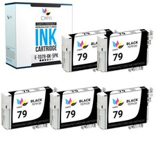 5PK Black Ink Cartridges for Epson 79 T079 Fits Stylus Photo 1400 Artisan 1430  picture