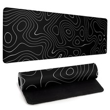 Large Topographic Map Gaming Pad for Desk Black Desk Pad with Non-Slip Base S... picture