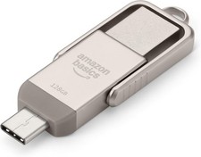Amazon Basics 128GB USB Flash Drive w/Dual USB-C & A Ports Champagne Silver picture