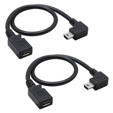 90 Degree Mini USB to Micro USB Adapter Cable 10.6in Right Angle Mini USB 5P Mal picture