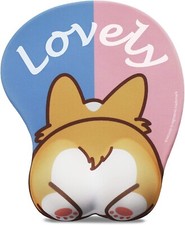 Cute Corgi Ergonomic 3d mouse pad soft Computer with Wrist Rest Gamer Gel USship picture