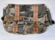 Fossil Unisex Gray Camouflage Pilot-military Messenger Laptop Bag  Pockets EUC picture