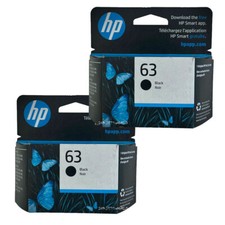 2pcs Black HP 63 Ink Cartridges HP63 New Genuine Black Combo Set OEM picture