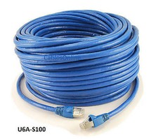 100ft Shielded CAT6A Network STP 500MHz Bare Copper Ethernet RJ45 Patch Cable picture
