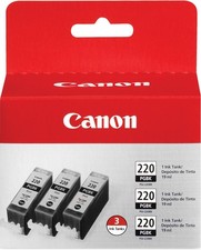 New Genuine Canon PGI-220 Black 3PK Ink Cartridges PIXMA MP620, MP620B, MP640 picture