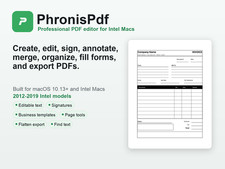 PhronisPdf PDF Editor Creator for Intel Mac 2012-2019 - Sign Edit Templates Form picture