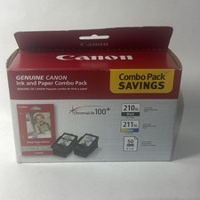 New Genuine Canon 210XL Black 211XL Color & 4x6 Photo Paper Set Item 2973B004 picture