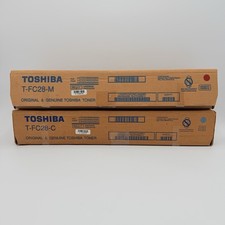 Genuine Toshiba T-FC28-C T-FC28-M Cyan Magenta Toner Lot of 2 OEM New picture
