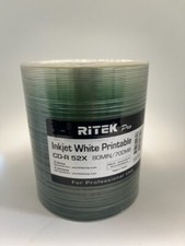 600 PCS NEW TOP QUALITY RITEK PRO INKJET WHITE PRINT CD-R, 80MIN,52X,  picture