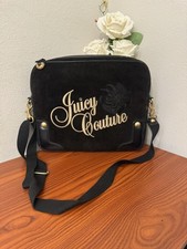 JUICY COUTURE COMPUTER LAPTOP BLACK CASE/ BAG VINTAGE VELVET LEATHER 2000s picture