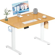 Electric Standing Desk 40 Inch Height Adjustable Memory Presets Oak DUMOS Work picture