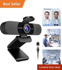 Professional 1080P USB Webcam with Dual Mics & Wide FOV for Video Conferencing picture