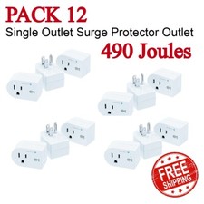 12-Pack Non-Blocking 490 Joules Single Outlet Surge Protector Outlet, 1875W picture