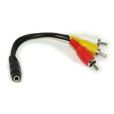3.5mm 4 Conductor TRRS FEMALE to 3 RCA Male L/R Audio & Video Adapter Cable picture