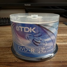TDK DVD-R 4.7GB x16 Blank DVD Discs - 50 Spindle Vintage 2006 picture