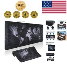 Double-Sided Black World Map Gaming Mouse Pad with Non-Slip Base 31.5