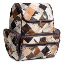 Luxury Cowhide Leather Backpack for Women & Men – Genuine Hairon Cowhide Brown picture