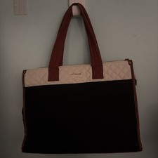 LOVEVOOK Laptop Bag 17 inch, Black and White Diamond Quilted Tote With Clutch picture
